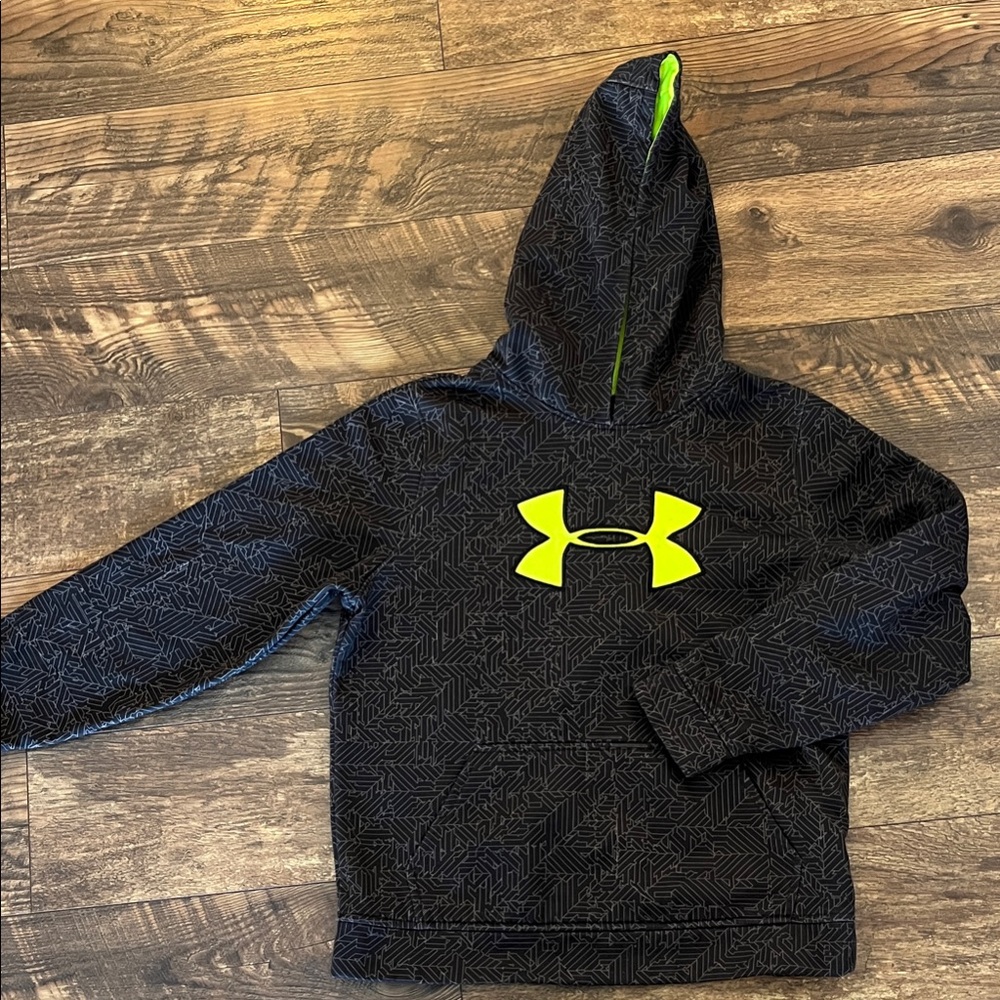 Under Armour Kids Black Hoodie with Neon Yellow Logo